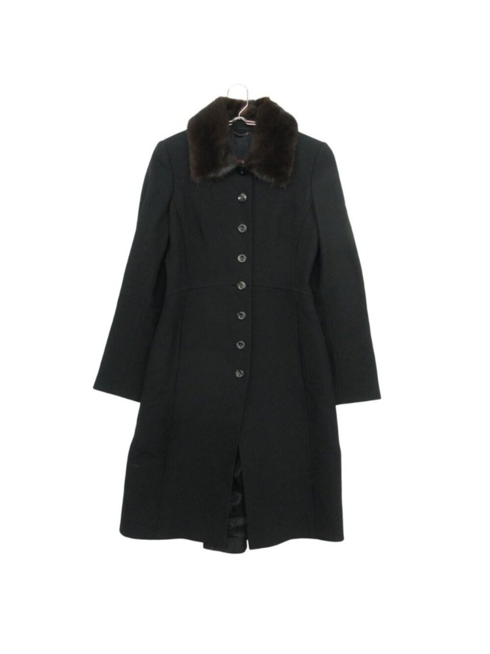 Max Mara Studio Soutien Collar Coat Long Length Mink Black
